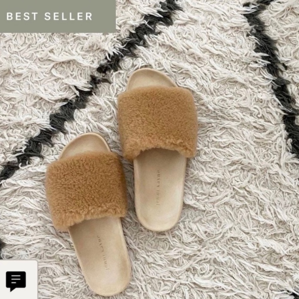 Jenni Kayne Shearling Slide Sandal in Natural sizes 37, 38 New in Bag